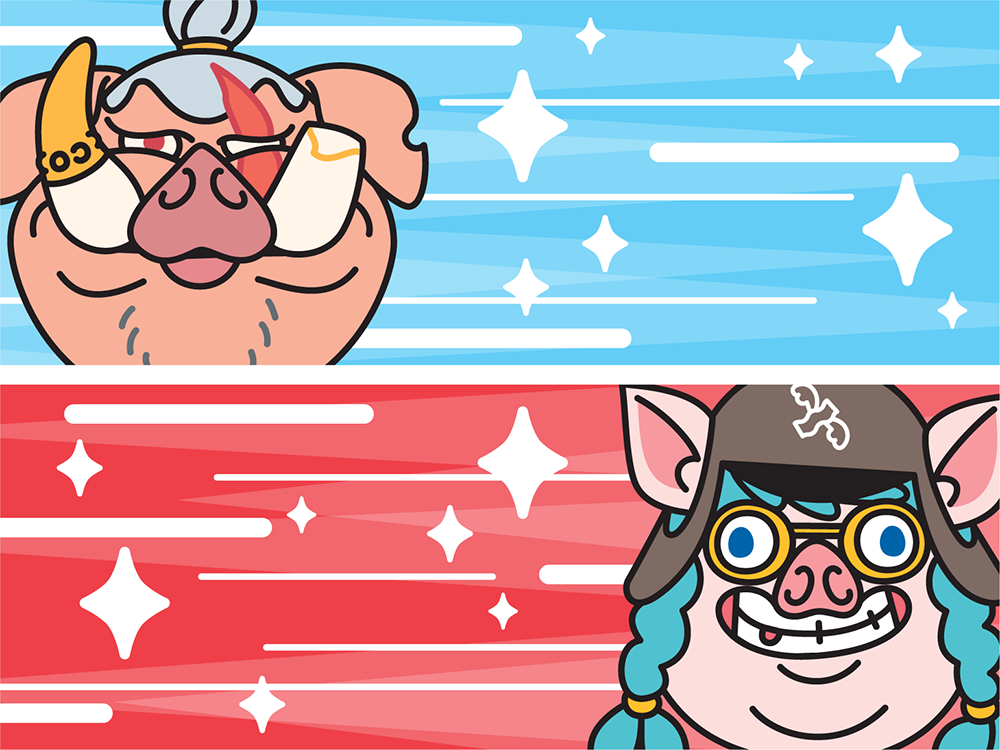 Hog-Wild characters facing off