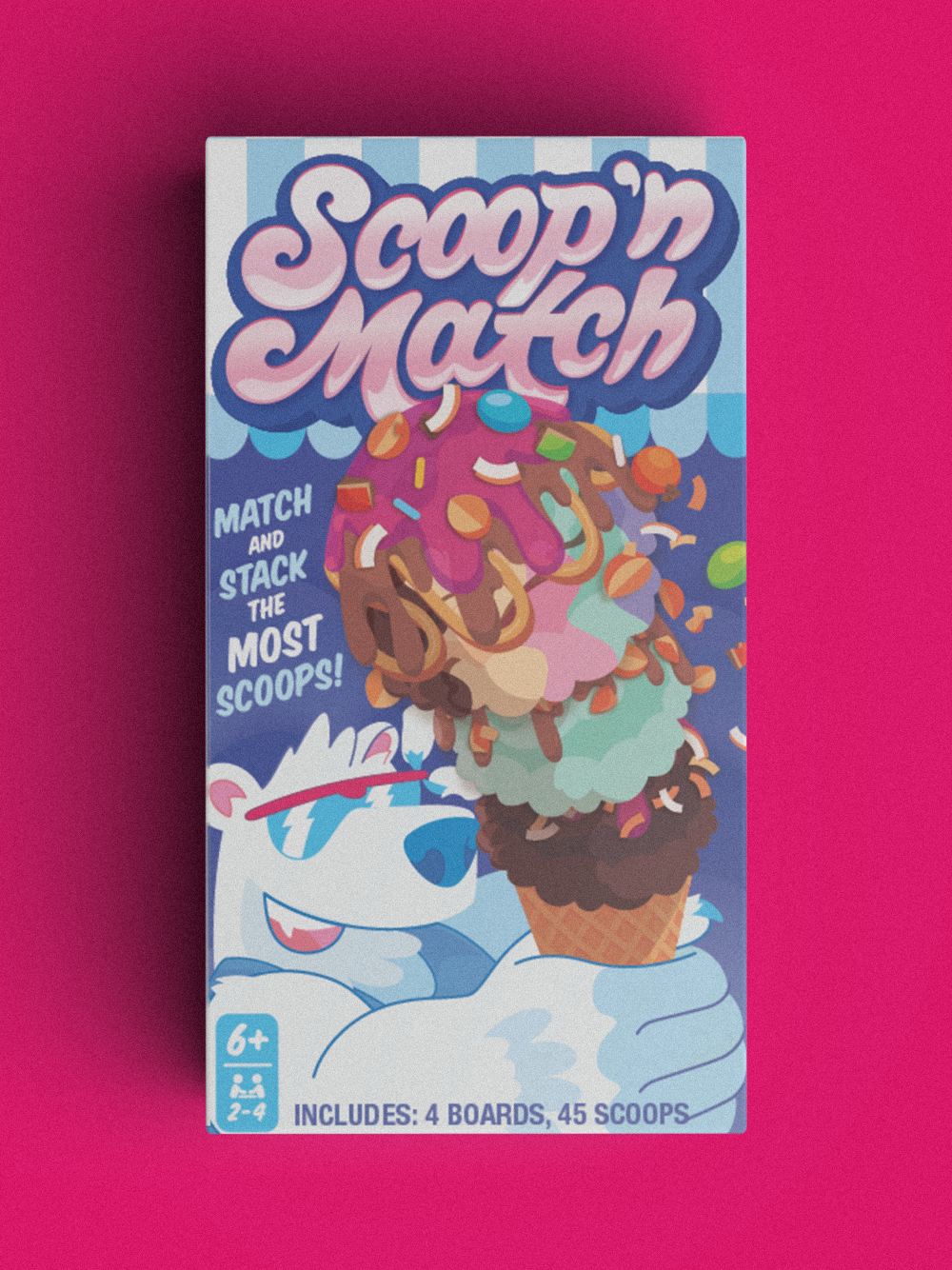 Scoop n Match box on pink background